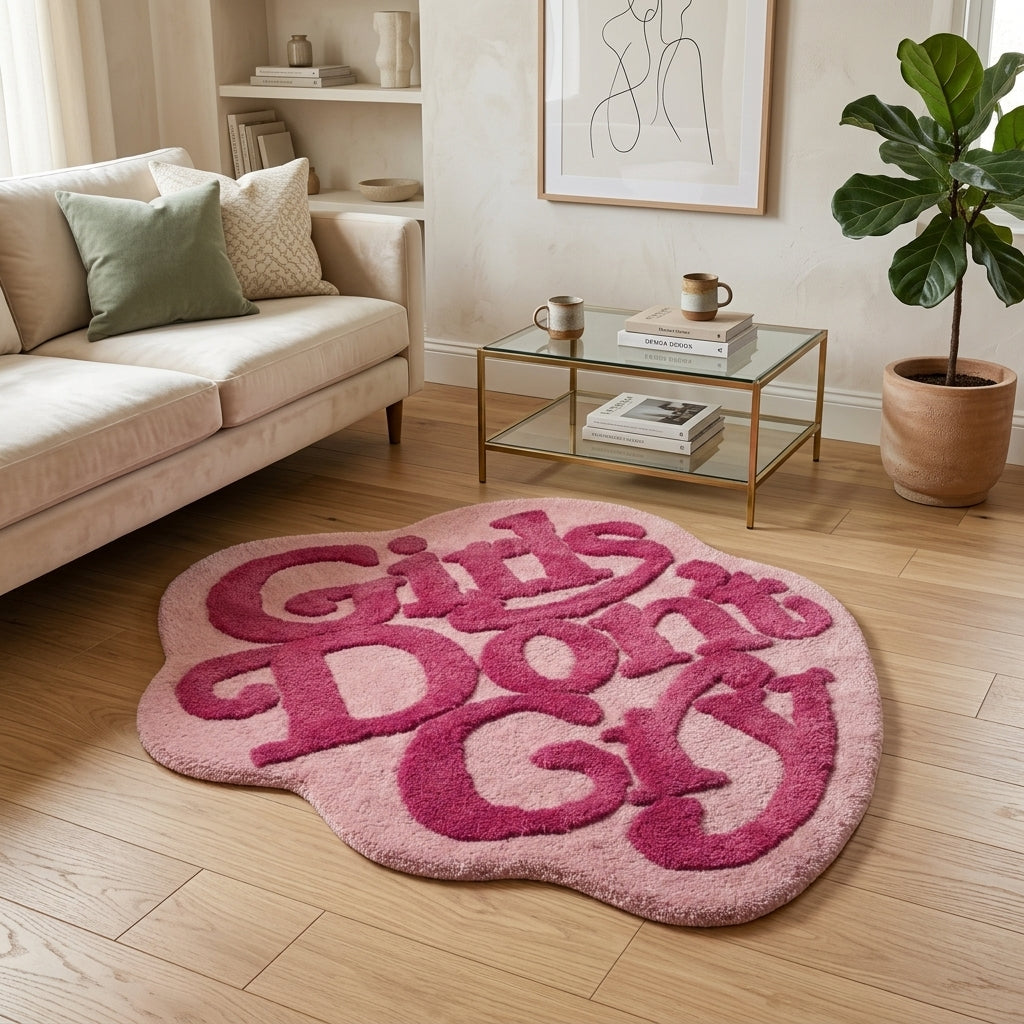 Girls Don’t Cry Aesthetic Rug (Pink Text Design)