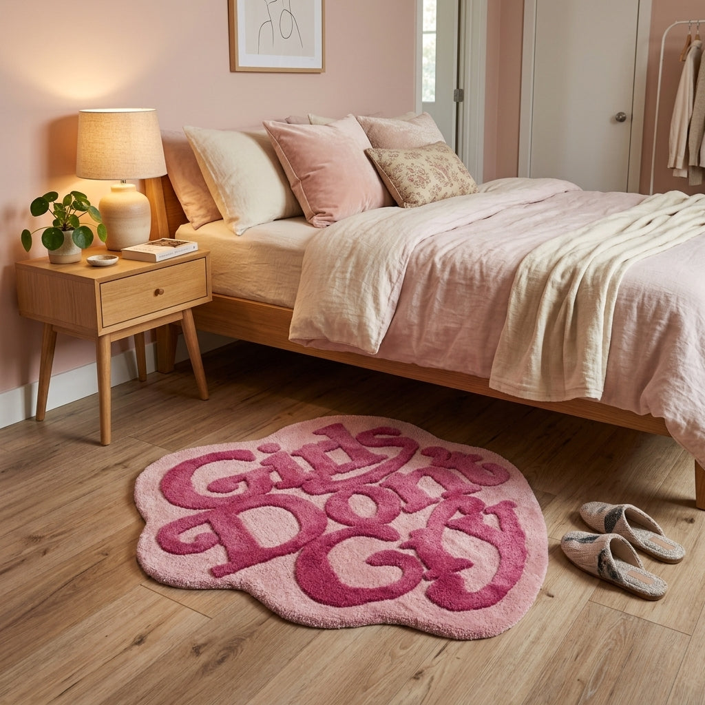 Girls Don’t Cry Aesthetic Rug (Pink Text Design)