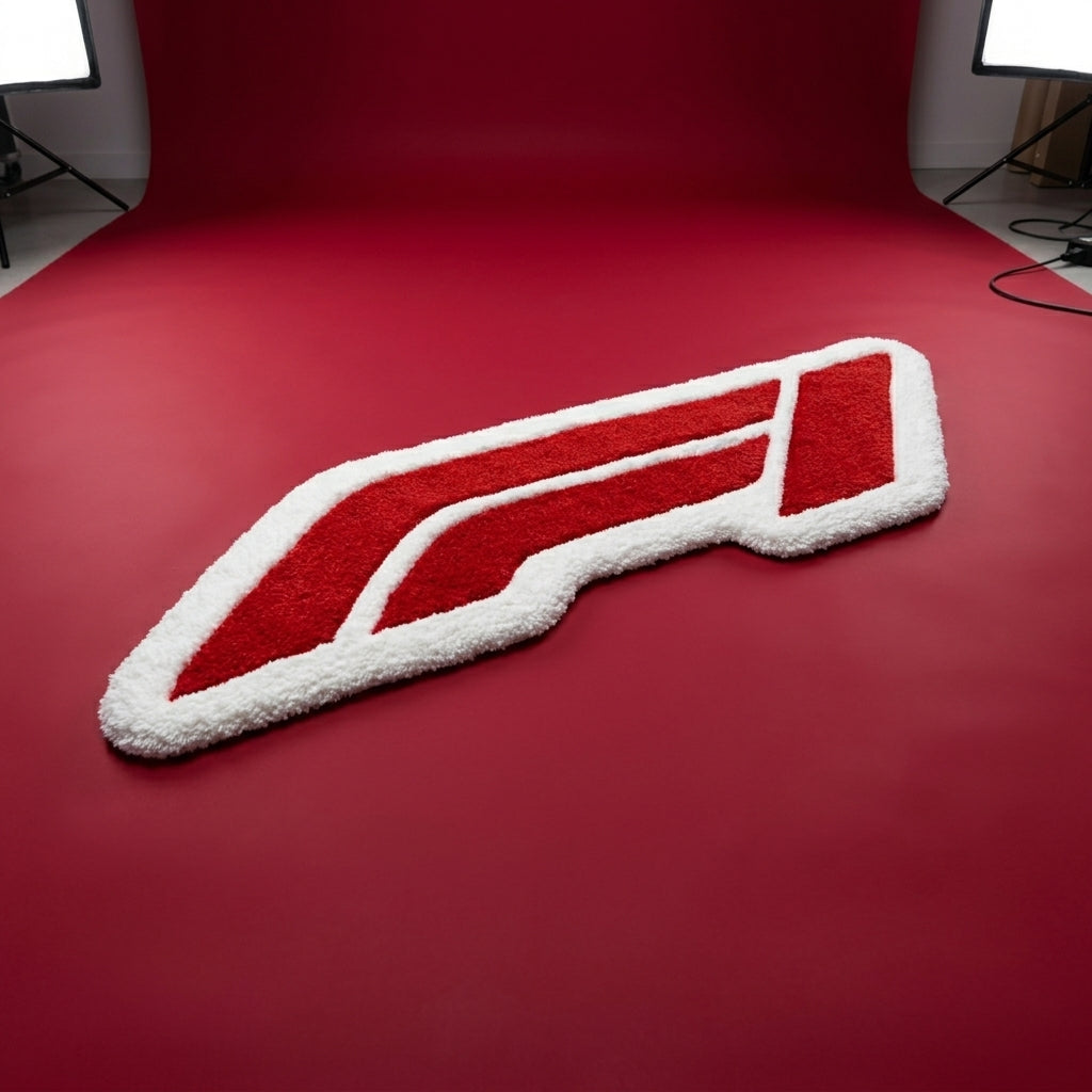 F1 Racing Aesthetic Rug (Red White Design)