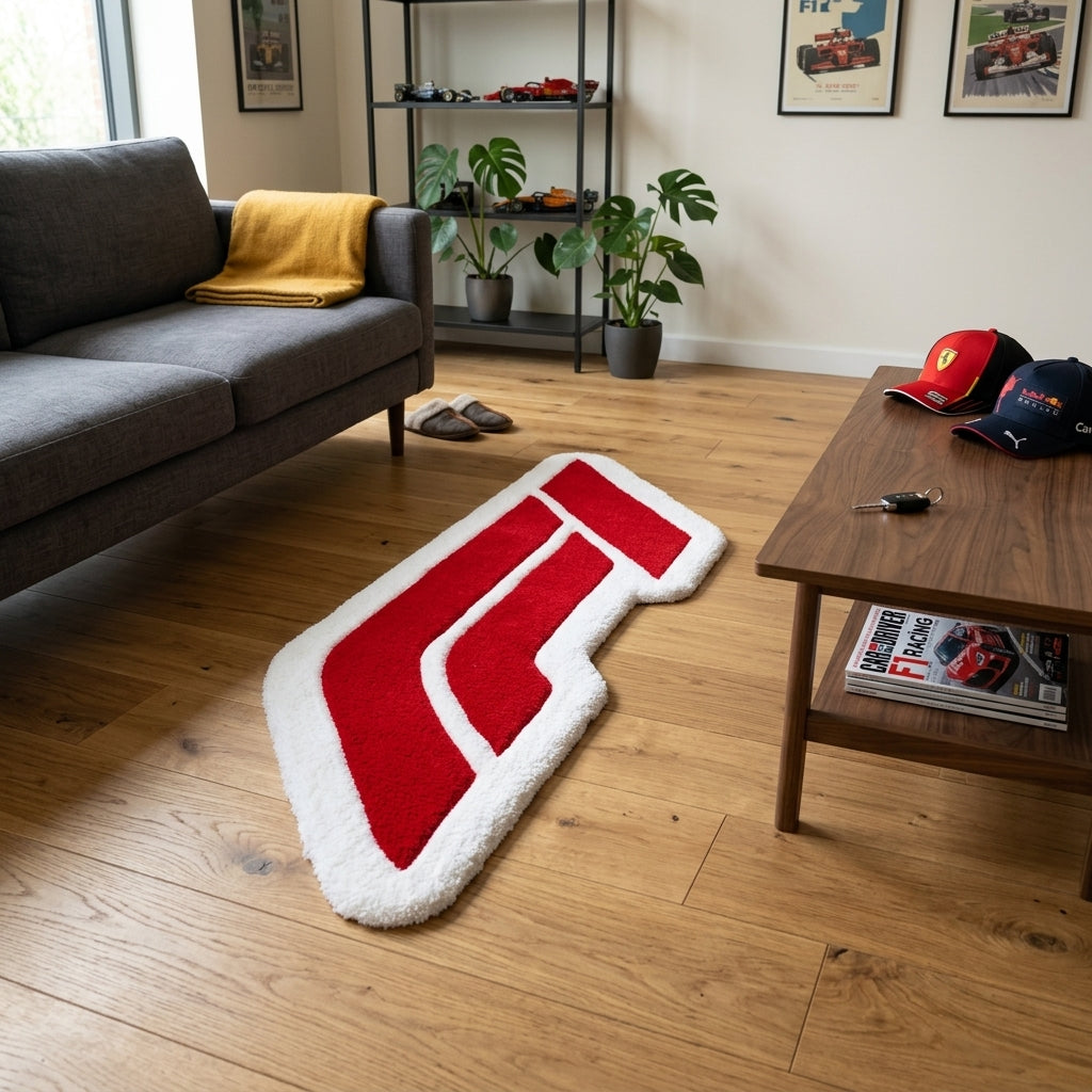 F1 Racing Aesthetic Rug (Red White Design)