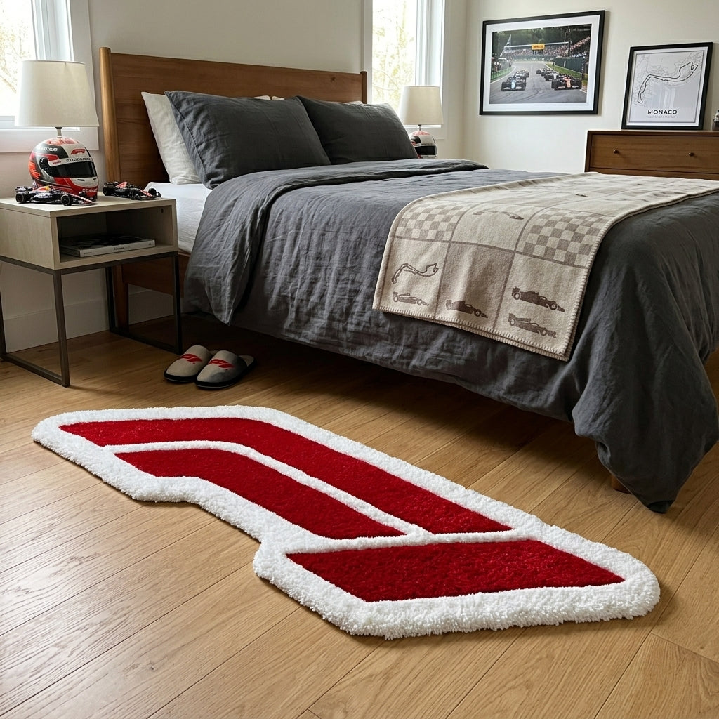 F1 Racing Aesthetic Rug (Red White Design)