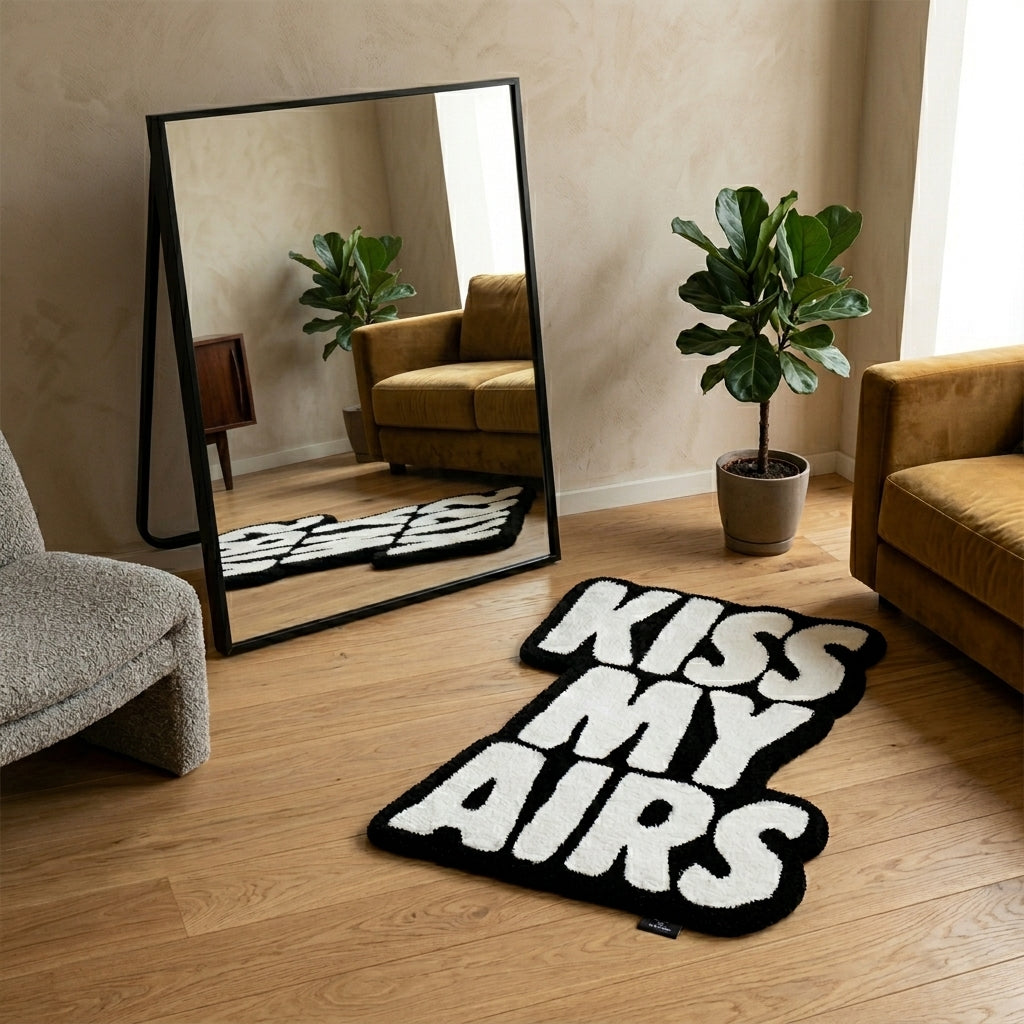 Kiss My Airs Text Aesthetic Rug