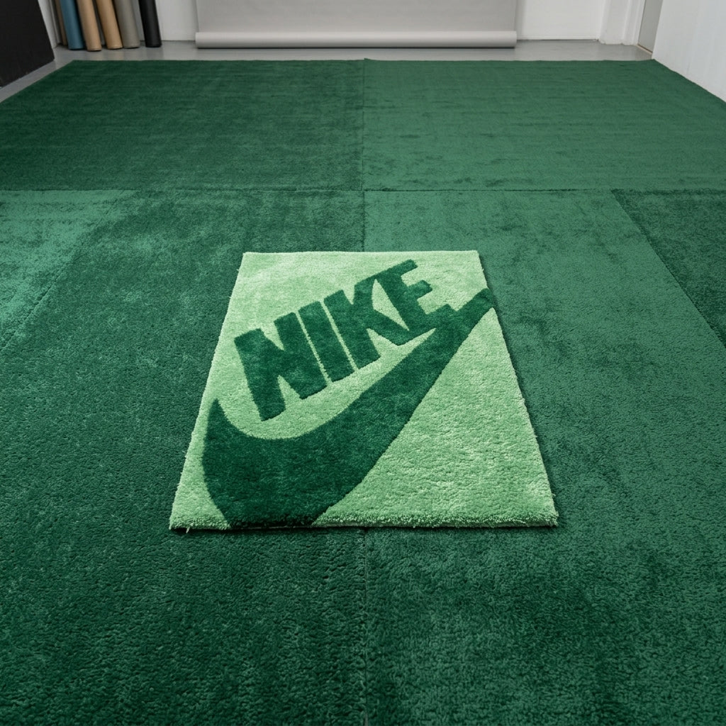 Green Swoosh Aesthetic Rug