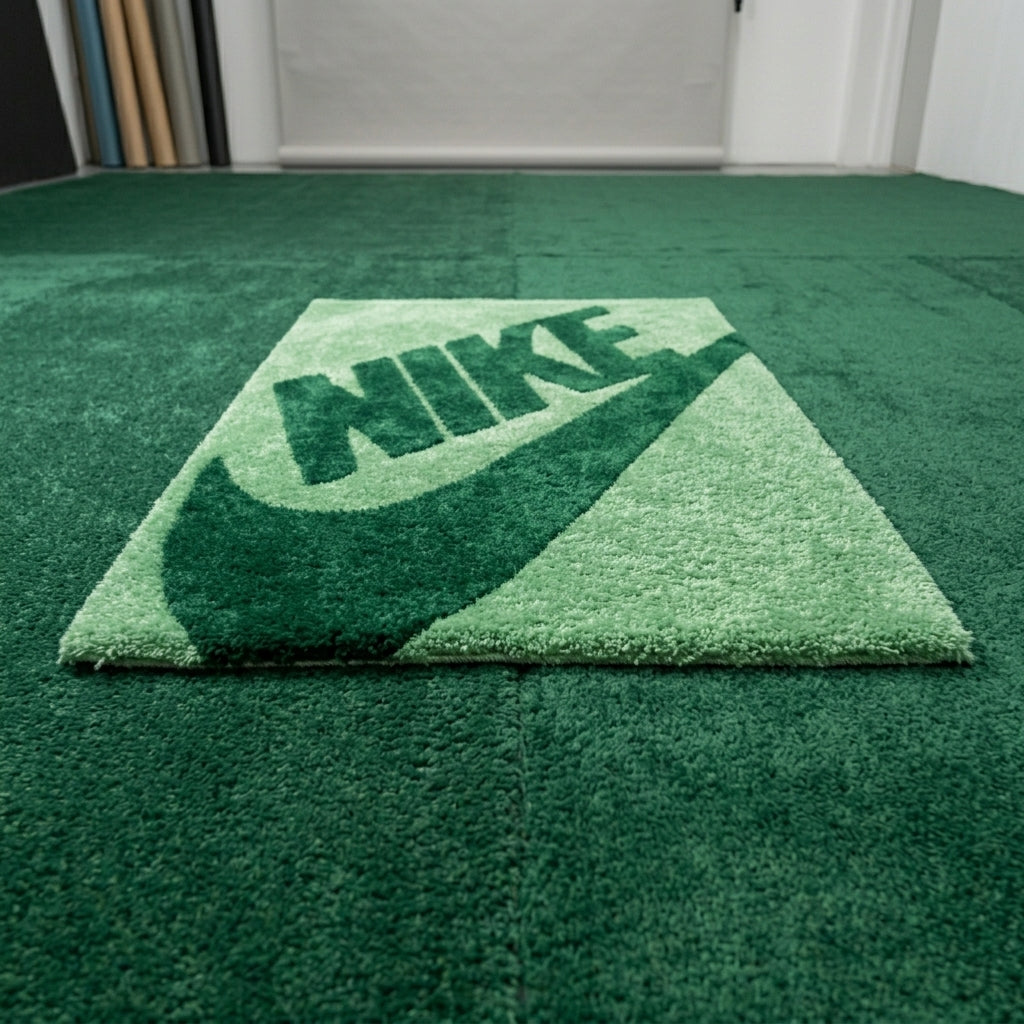 Green Swoosh Aesthetic Rug