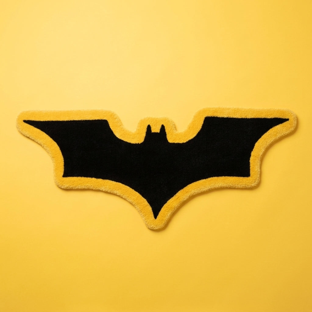 Black Bat Aesthetic Rug (Yellow Background)