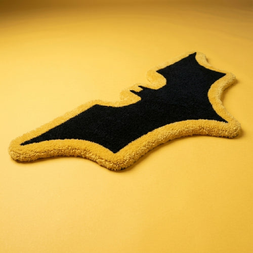 Black Bat Aesthetic Rug (Yellow Background)
