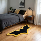 Black Bat Aesthetic Rug (Yellow Background)