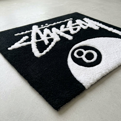 8 Ball Black White Aesthetic Rug