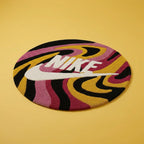 Nike Inspired Swirl Rug – Abstract Pink Yellow Wave Streetwear Carpet