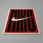 Nike Inspired Bold Logo Rug – Red Black Streetwear Tufted Rug