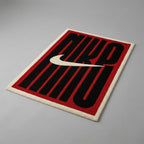 Nike Inspired Bold Logo Rug – Red Black Streetwear Tufted Rug