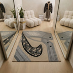 Nike Inspired Dior Style Sneaker Rug – Grey Minimal Aesthetic Tufted Rug