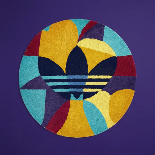 Adidas Inspired Abstract Trefoil Rug – Colorful Geometric Round Tufted Rug