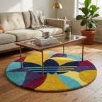 Adidas Inspired Abstract Trefoil Rug – Colorful Geometric Round Tufted Rug
