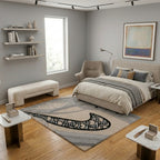 Nike Inspired Dior Style Sneaker Rug – Grey Minimal Aesthetic Tufted Rug