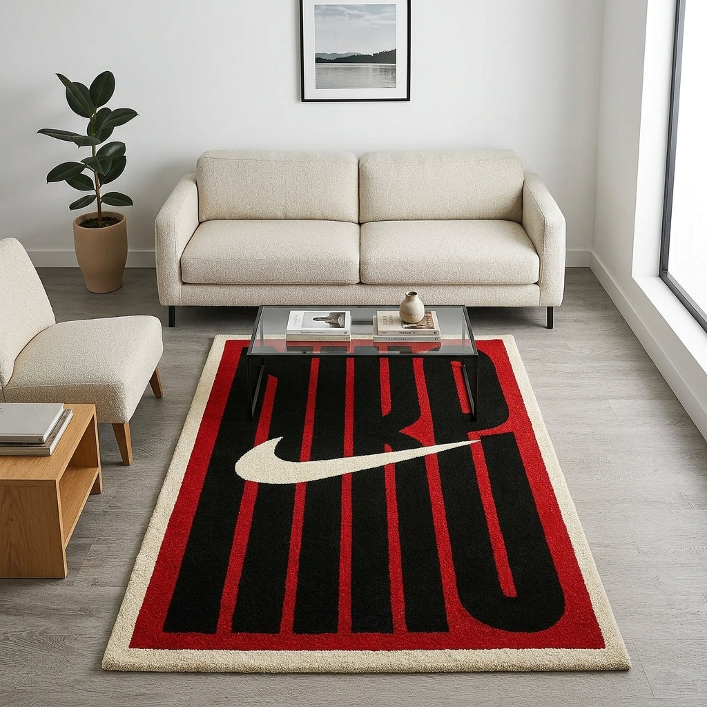 NIKE ロゴ ラグ カーペット ☆関税込☆Nike☆Nike Swoosh Rug Black White☆ (Nike/ラグ