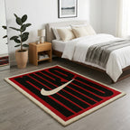 Nike Inspired Bold Logo Rug – Red Black Streetwear Tufted Rug