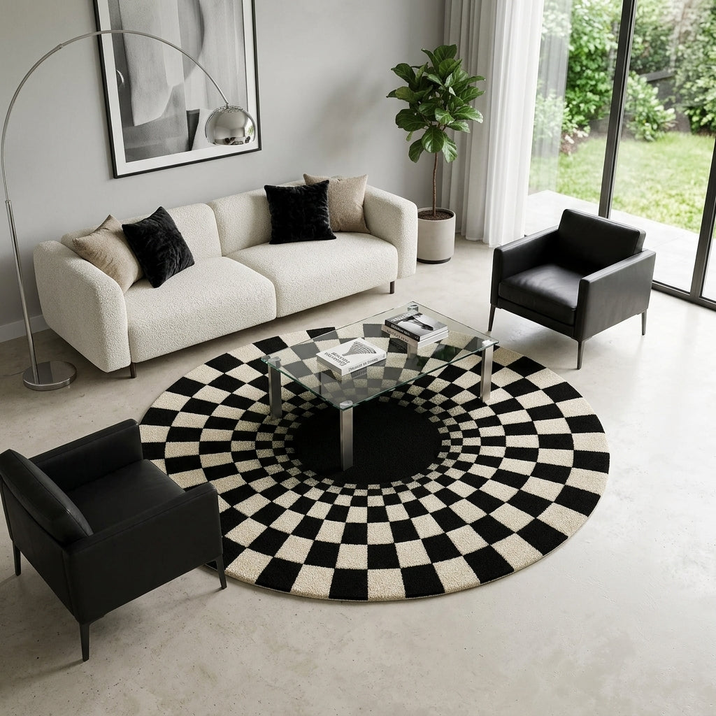 Vortex Optical Illusion B&G Rug by Just Rugs