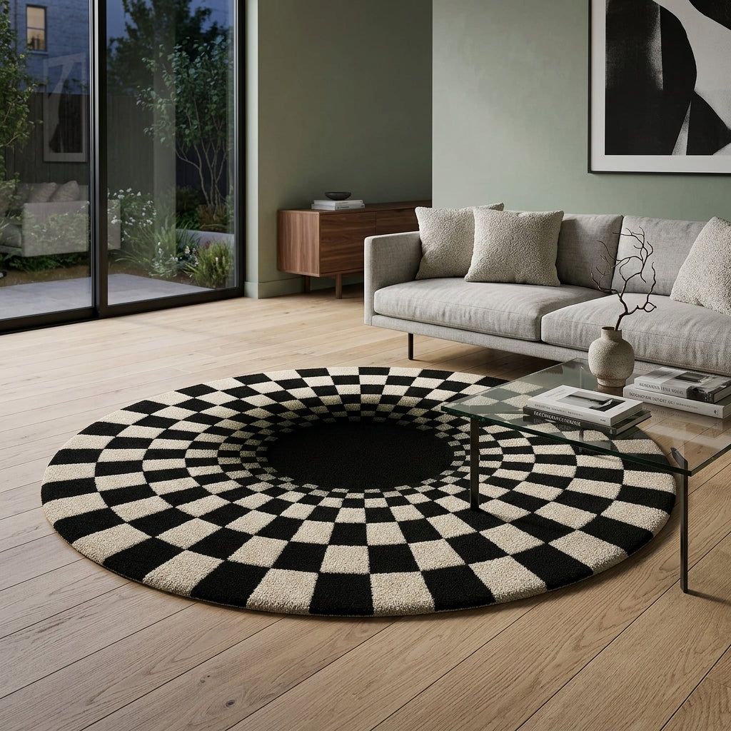 Vortex Optical Illusion B&G Rug by Just Rugs