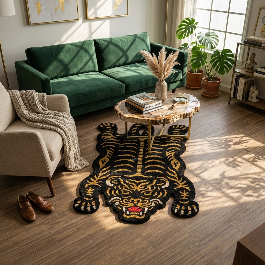 Wild Tiger Dark Goldenrod Striking Rug by Just Rugs