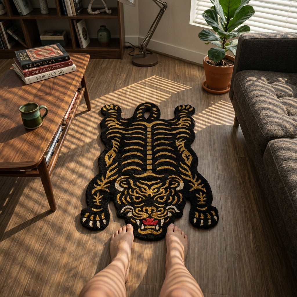 Wild Tiger Dark Goldenrod Striking Rug by Just Rugs