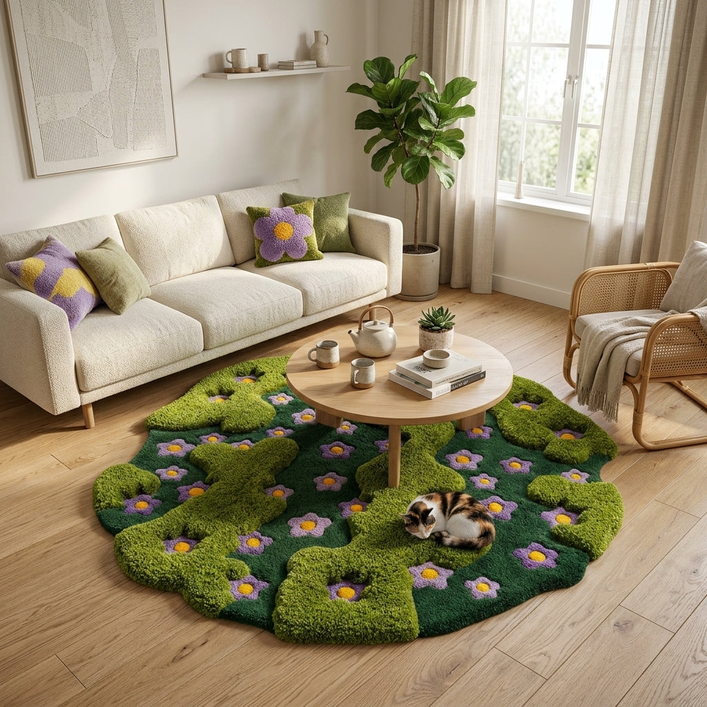 Ripple Spectrum Wave Rug – Purple Bloom Edition