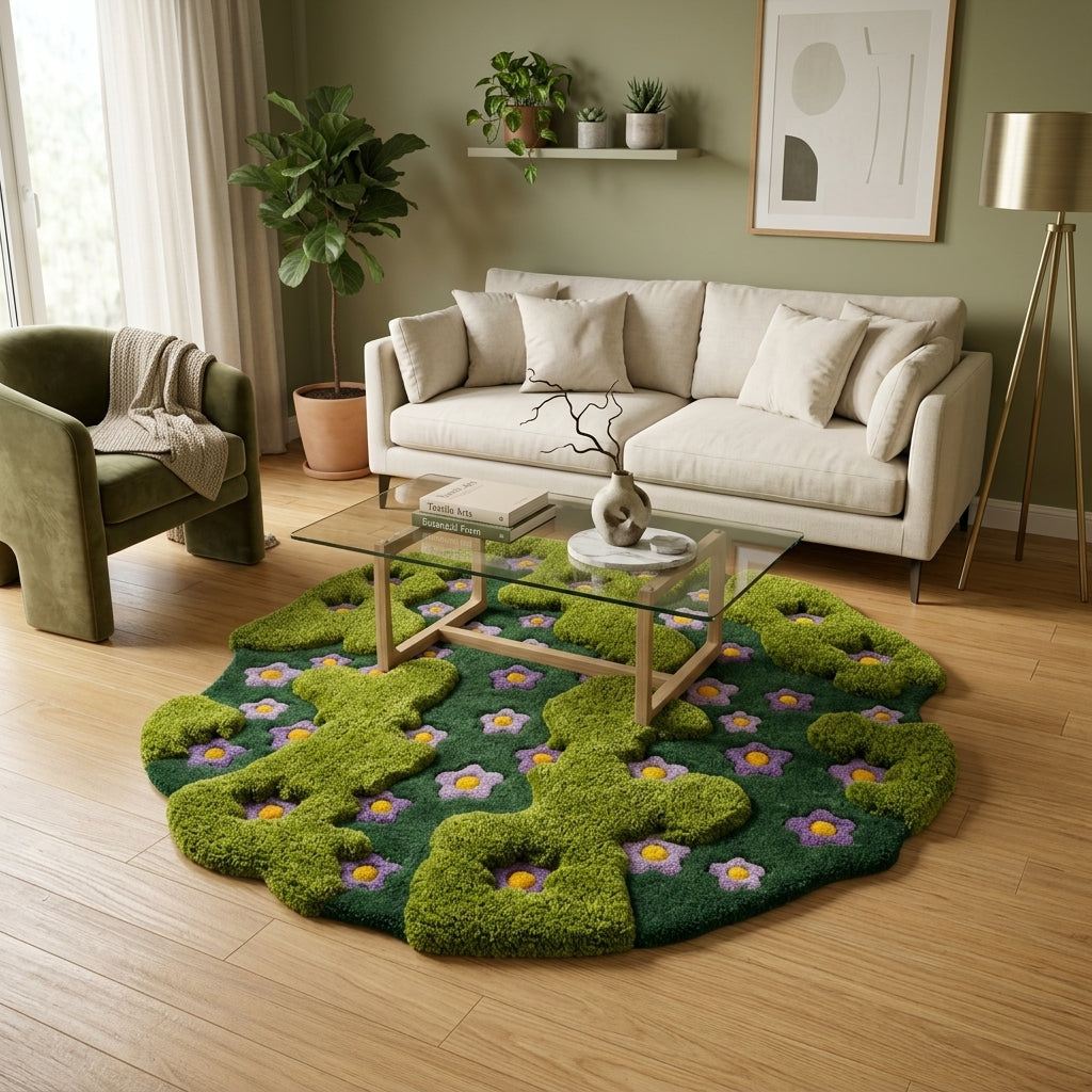 Ripple Spectrum Wave Rug – Purple Bloom Edition