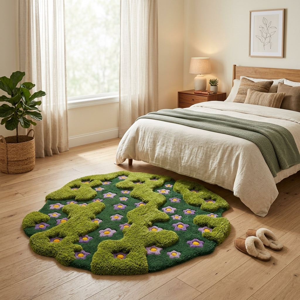 Ripple Spectrum Wave Rug – Purple Bloom Edition