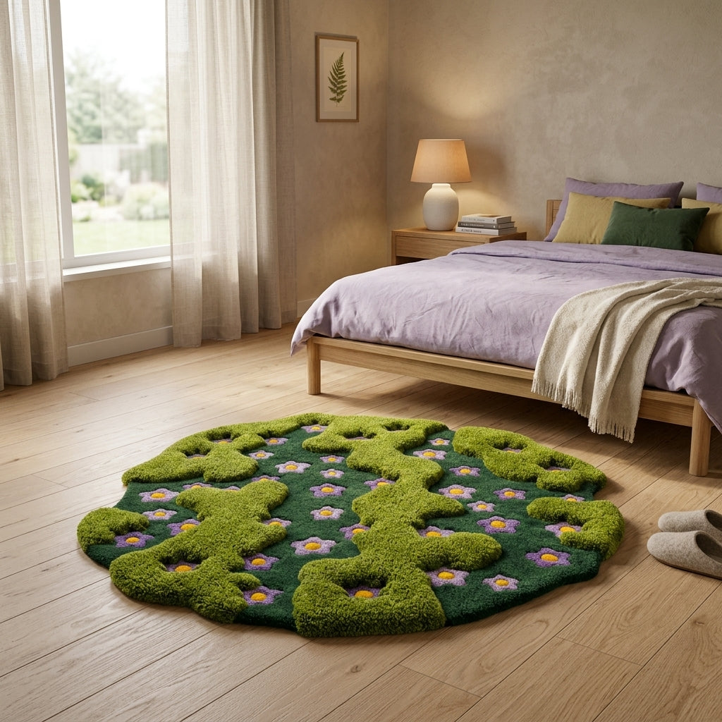 Ripple Spectrum Wave Rug – Purple Bloom Edition