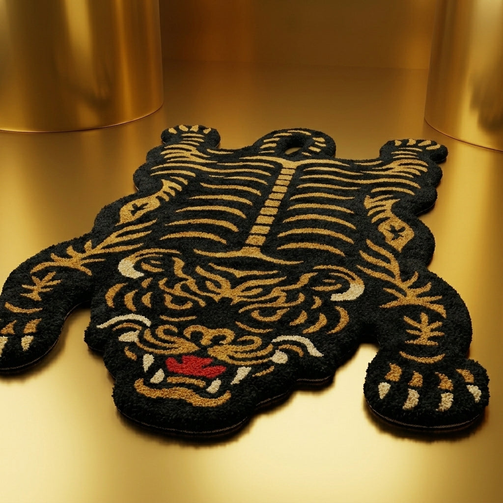 Wild Tiger Dark Goldenrod Striking Rug by Just Rugs