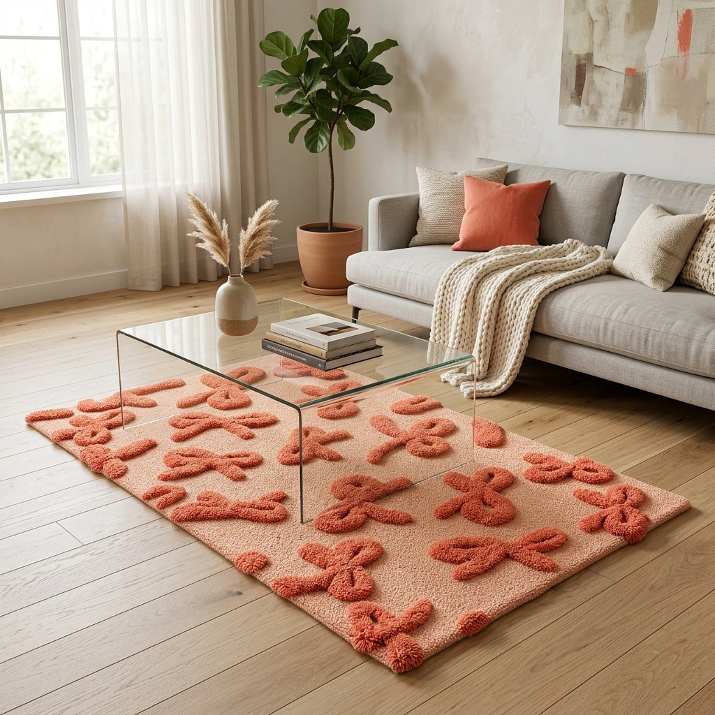 Rosette Ribbons Hand-Tufted 3D Rug
