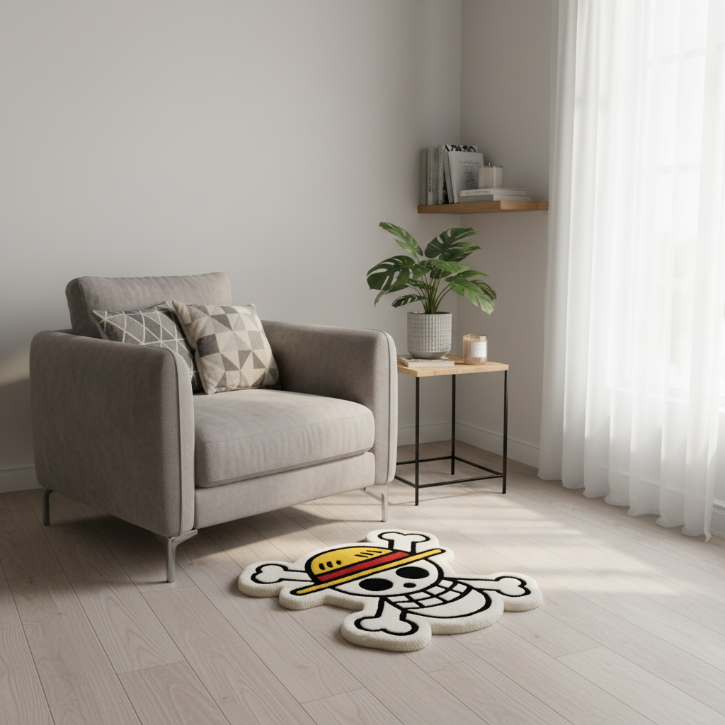 One Piece Luffy Skull Hand-Tufted Rug