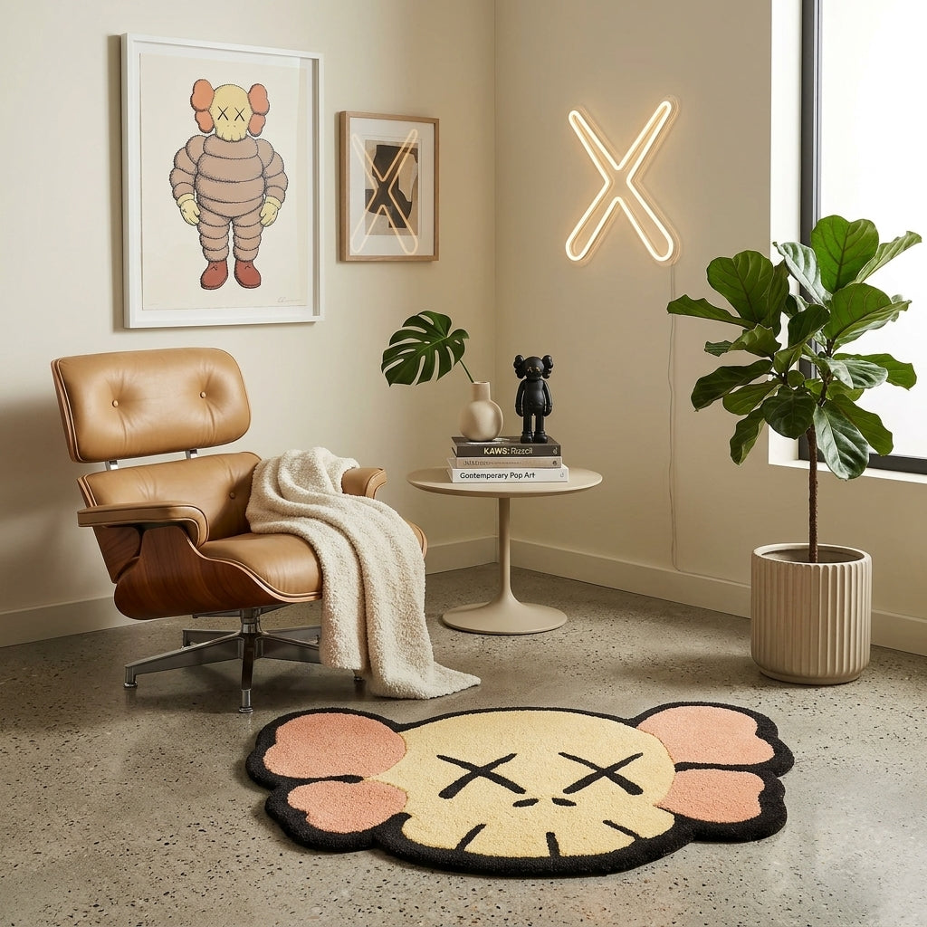 Kaws Cream Colour Hand-Tufted Rug