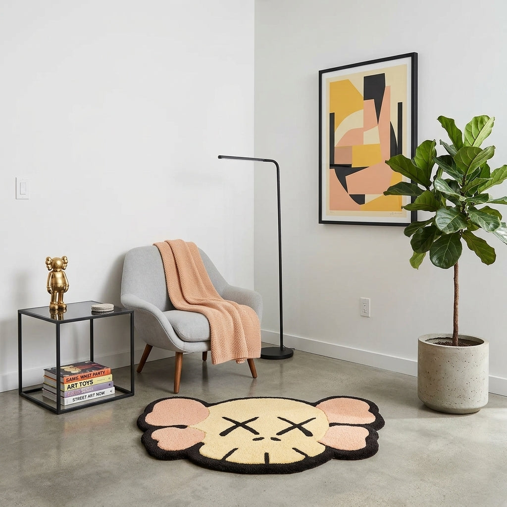 Kaws Cream Colour Hand-Tufted Rug