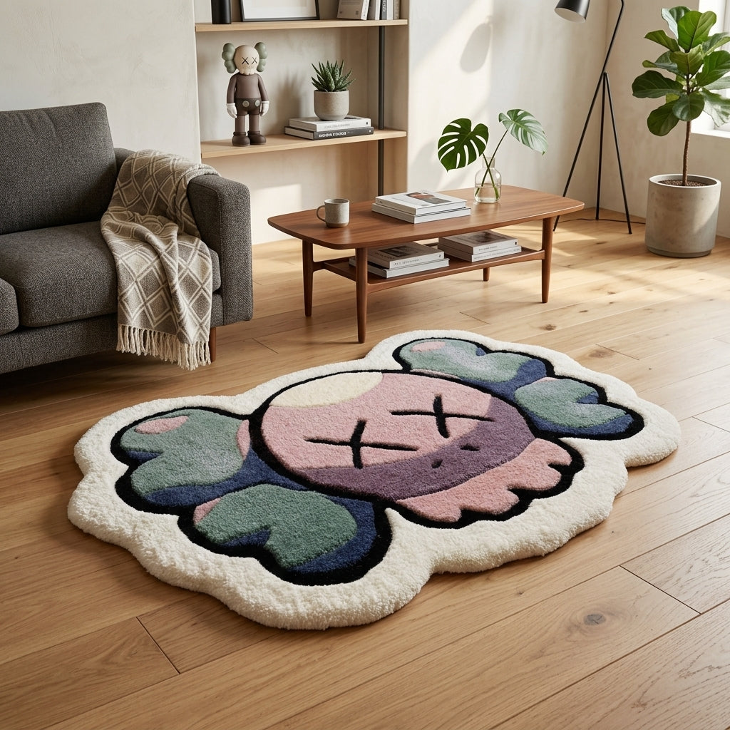Kaws Face Custom Hand-Tufted Rug