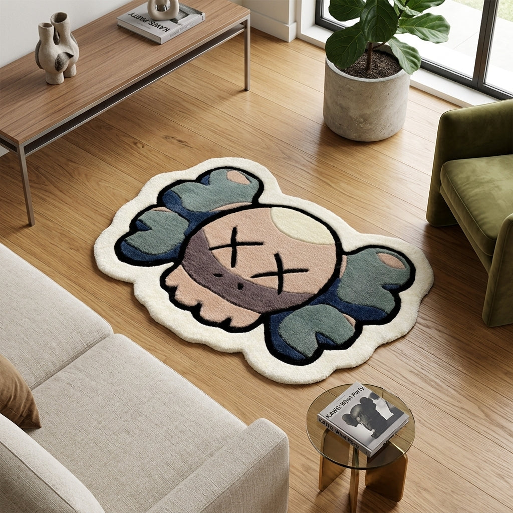 Kaws Face Custom Hand-Tufted Rug