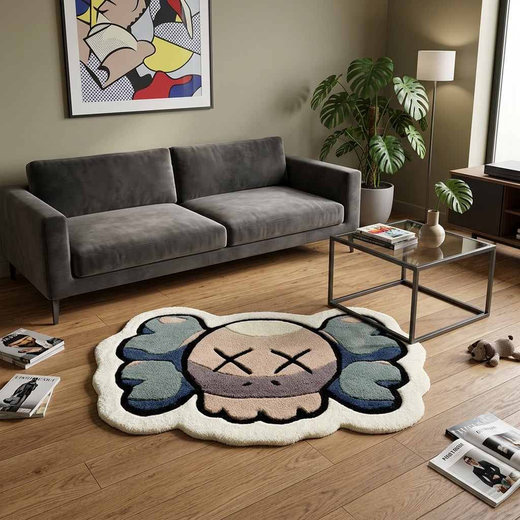 Kaws Face Custom Hand-Tufted Rug