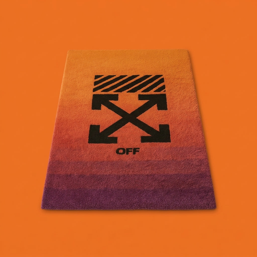 Off-White Inspired Arrow Rug – Orange Gradient Streetwear Tufted Rug