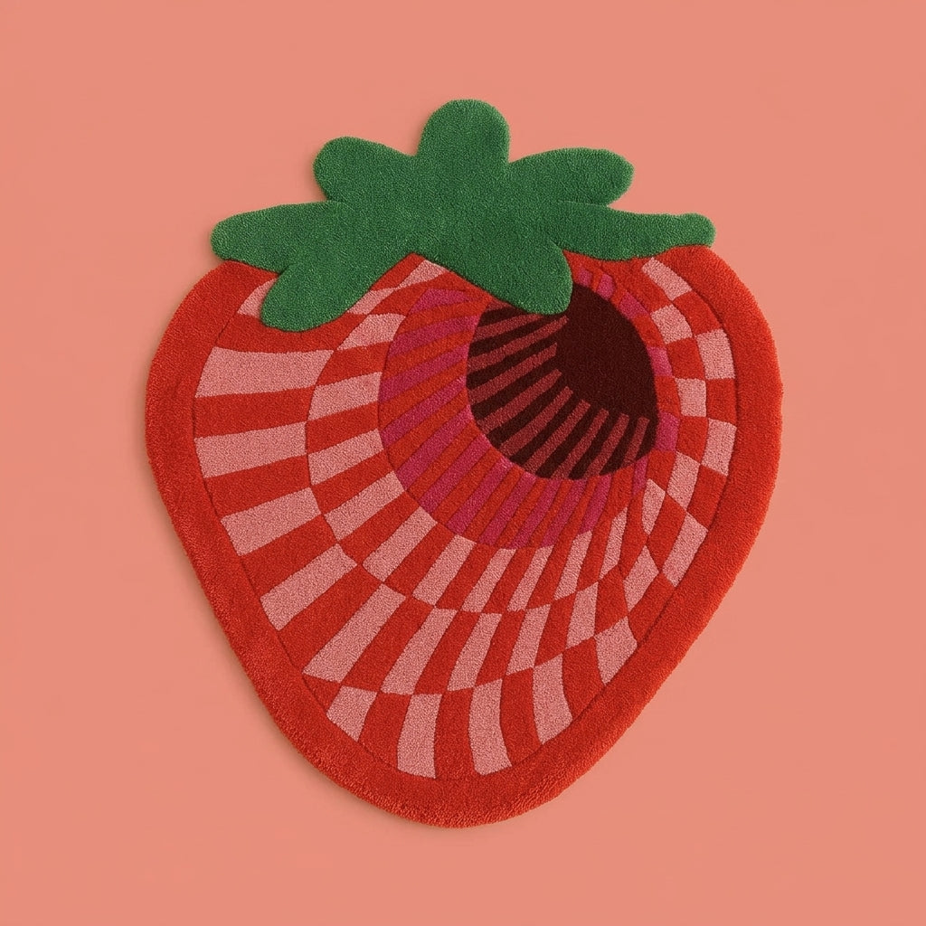 Fluffy 3D Tufted Abstract Strawberry Rug