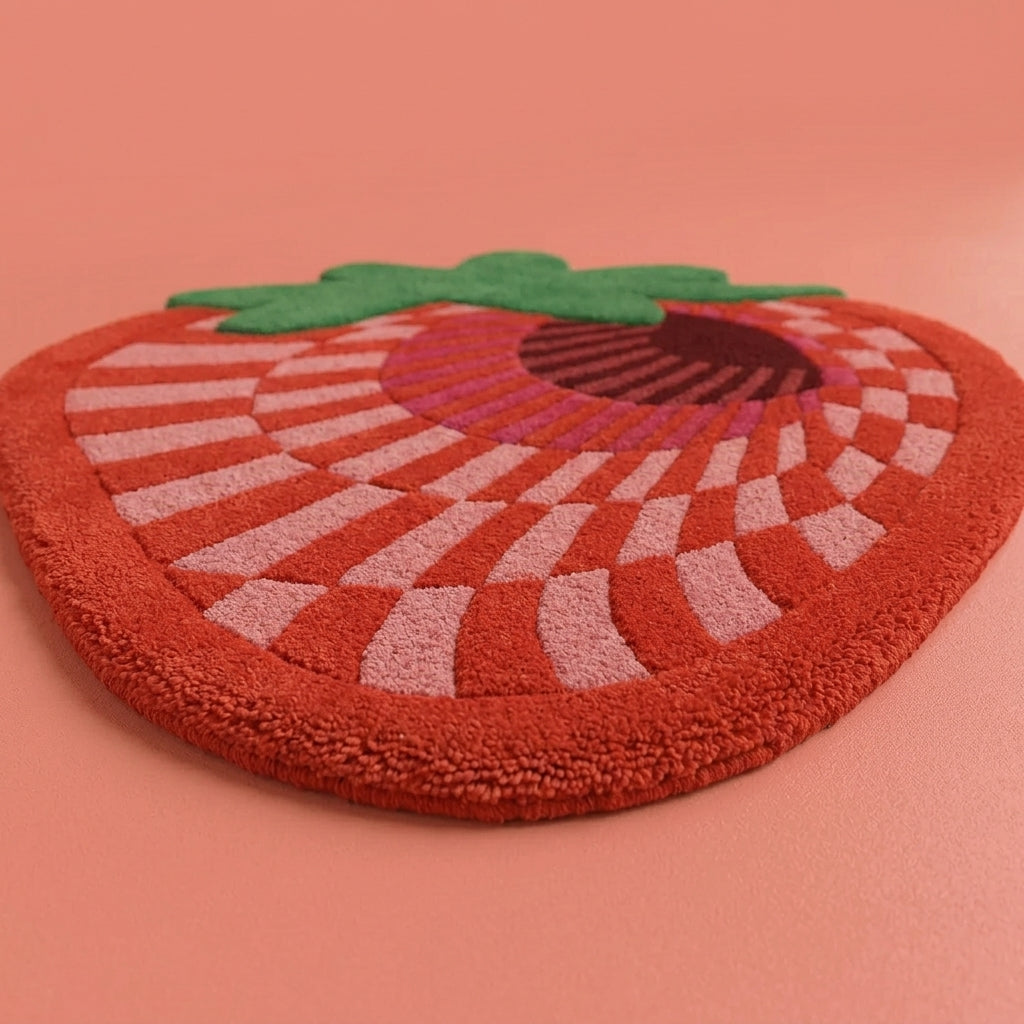 Fluffy 3D Tufted Abstract Strawberry Rug