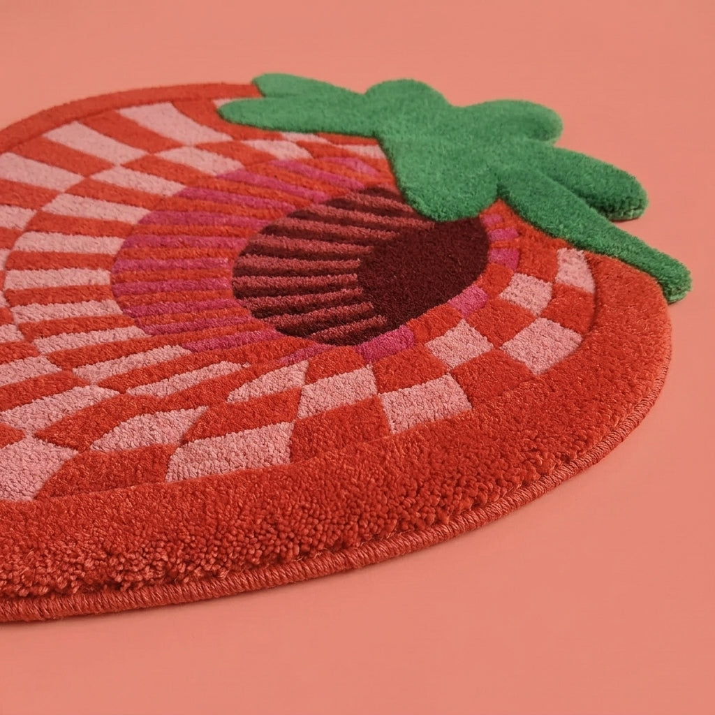 Fluffy 3D Tufted Abstract Strawberry Rug
