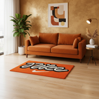 Nike Inspired Script Logo Rug – Orange Minimal Streetwear Tufted Carpet