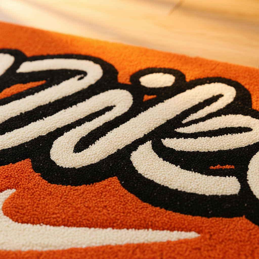 Sports Orange Hand-Tufted Rug
