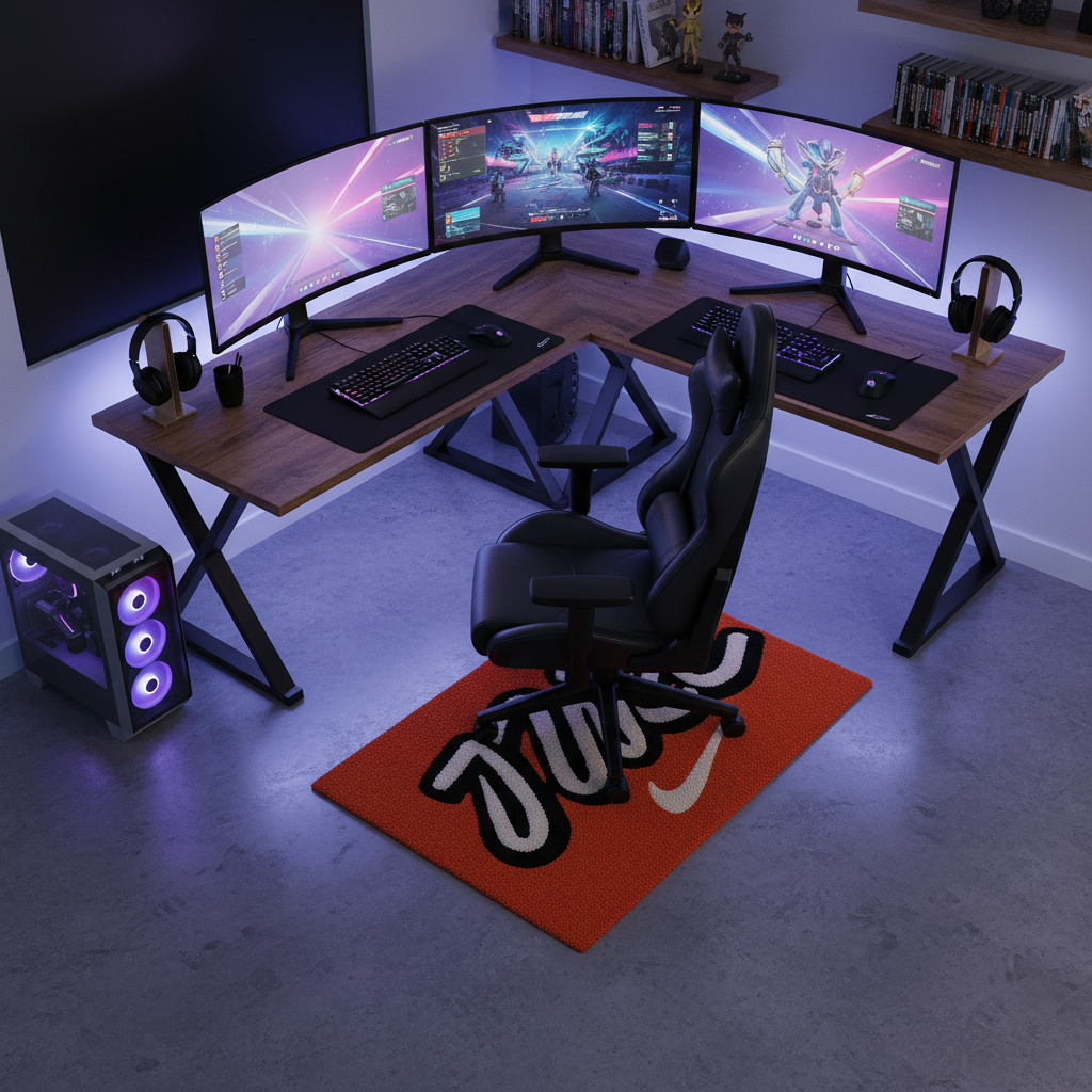 Sports Orange Hand-Tufted Rug