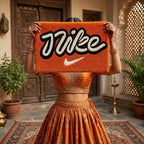 Nike Inspired Script Logo Rug – Orange Minimal Streetwear Tufted Carpet