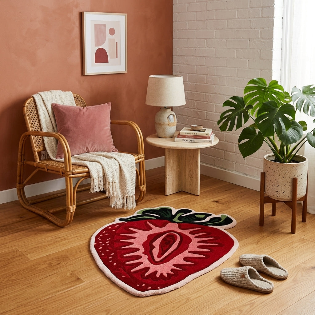 Strawberry Dream Tufted Rug – Handcrafted Novelty Accent Rug