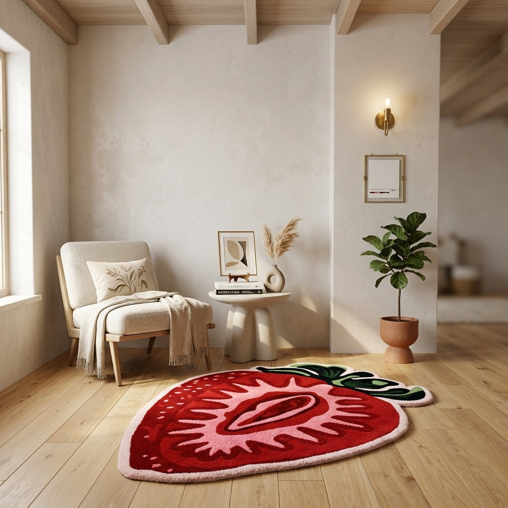 Strawberry Dream Tufted Rug – Handcrafted Novelty Accent Rug