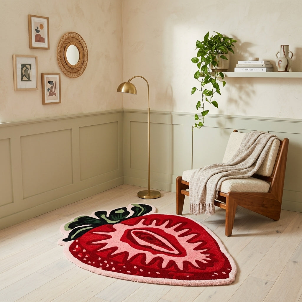 Strawberry Dream Tufted Rug – Handcrafted Novelty Accent Rug