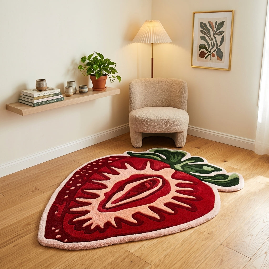 Strawberry Dream Tufted Rug – Handcrafted Novelty Accent Rug