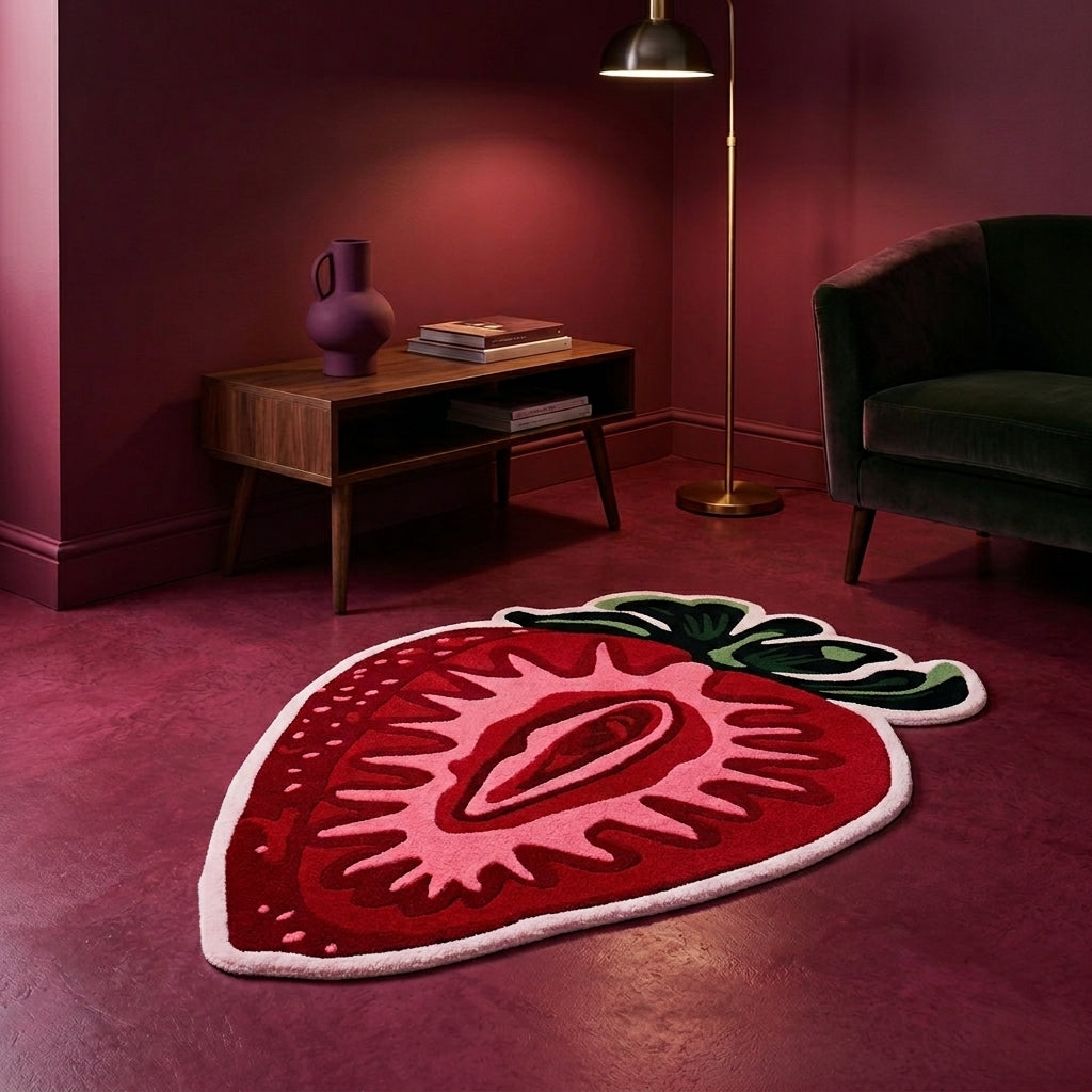 Strawberry Dream Tufted Rug – Handcrafted Novelty Accent Rug